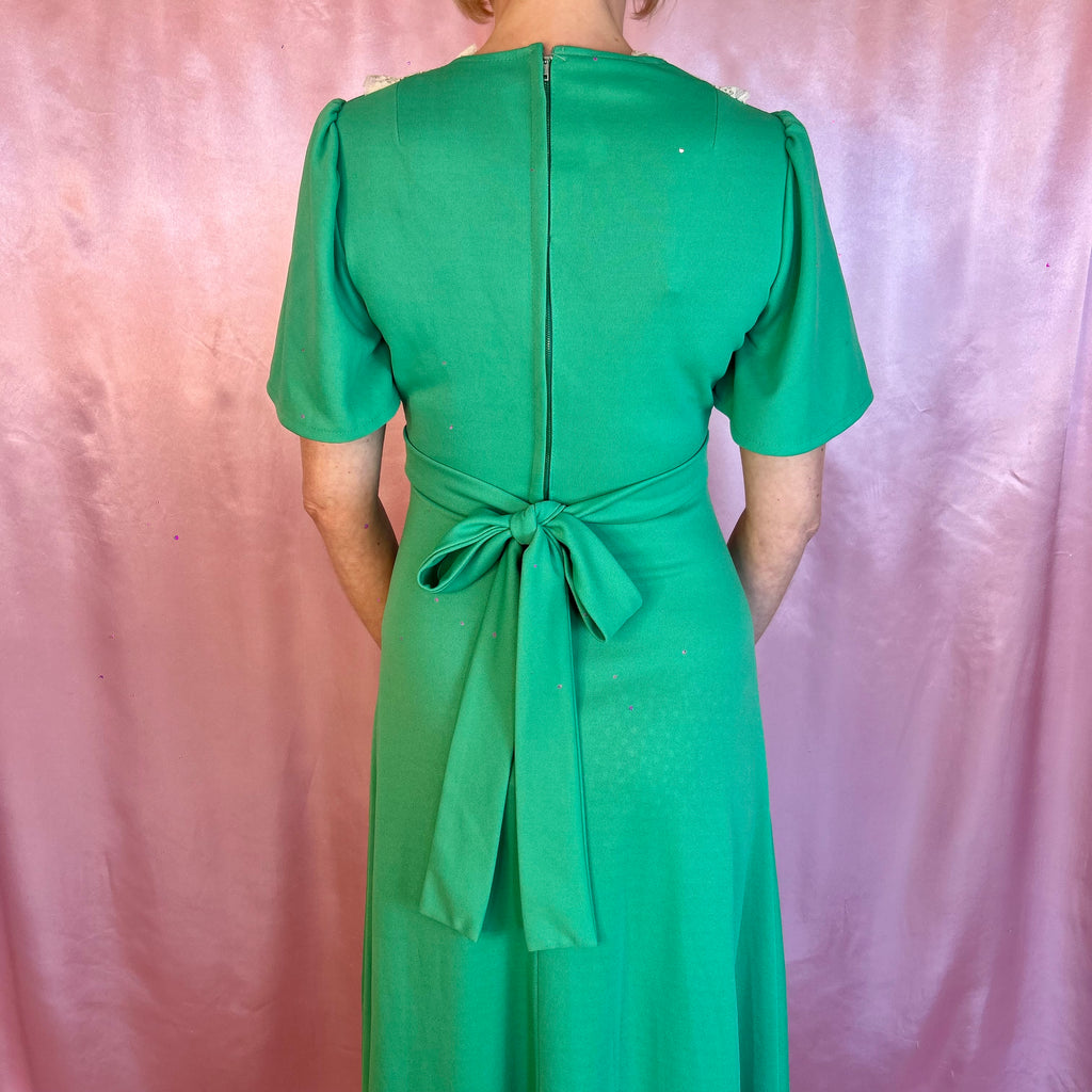 1970s Green maxi dress, by Debenhams, size 8
