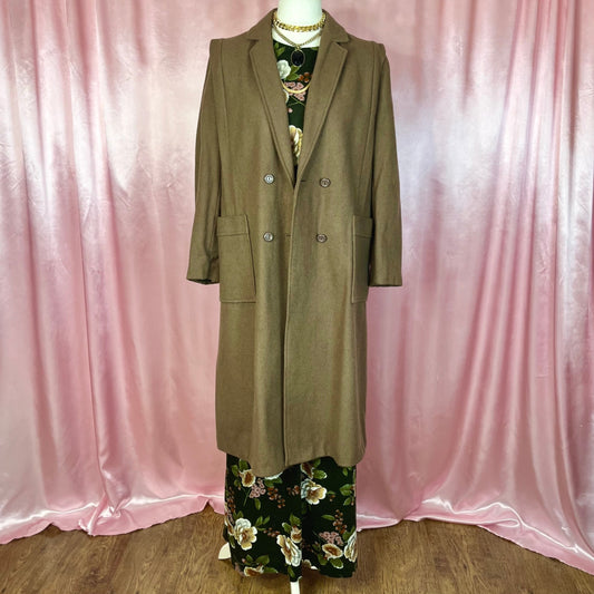 1980s long Brown coat, unbranded, size 14