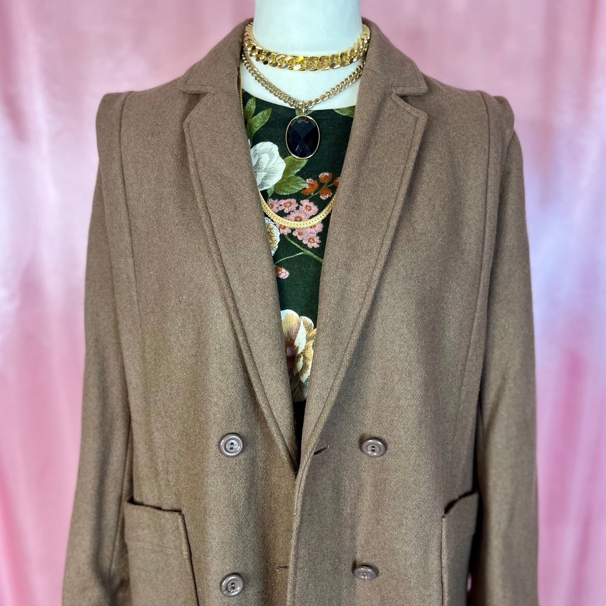 1980s long Brown coat, unbranded, size 14