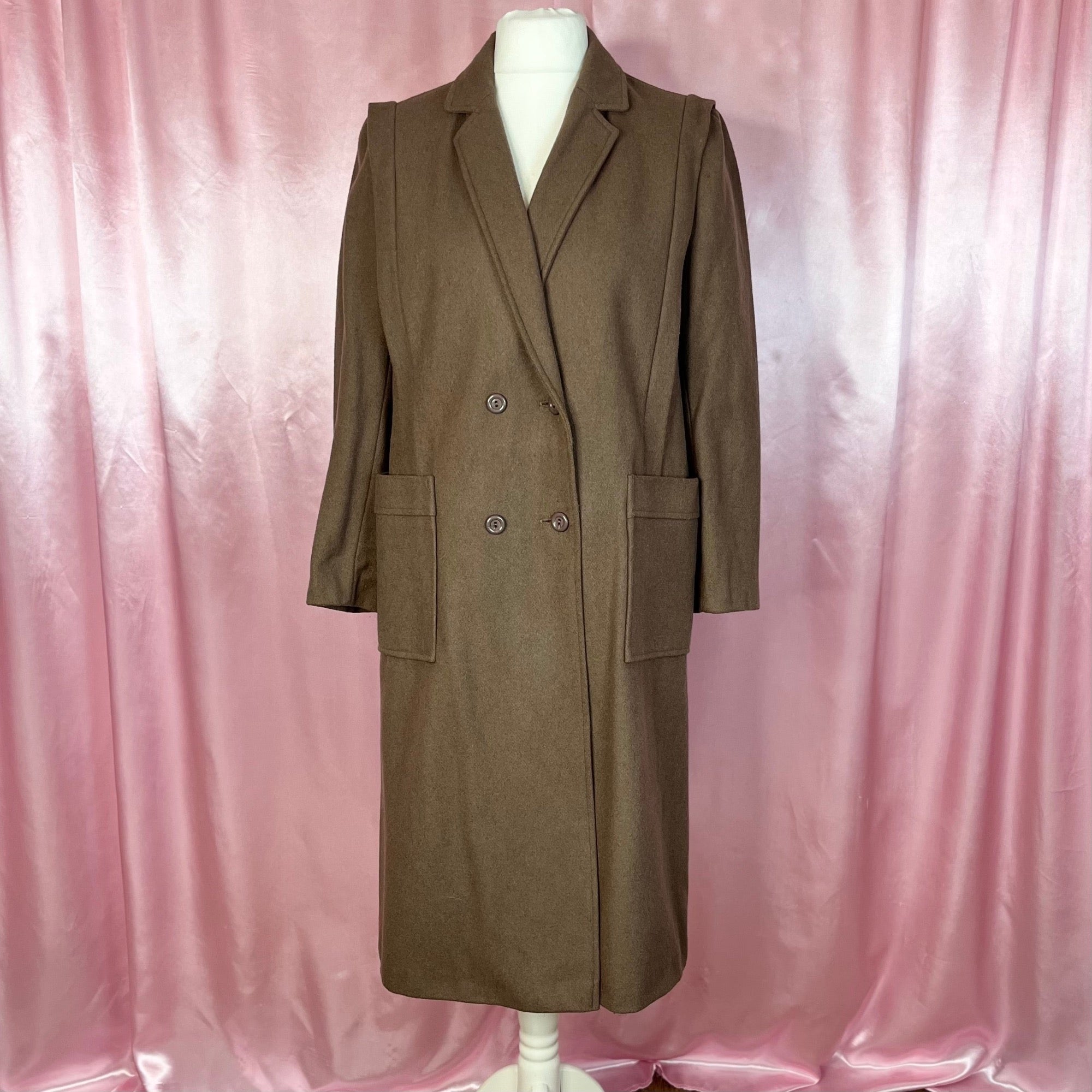 1980s long Brown coat, unbranded, size 14