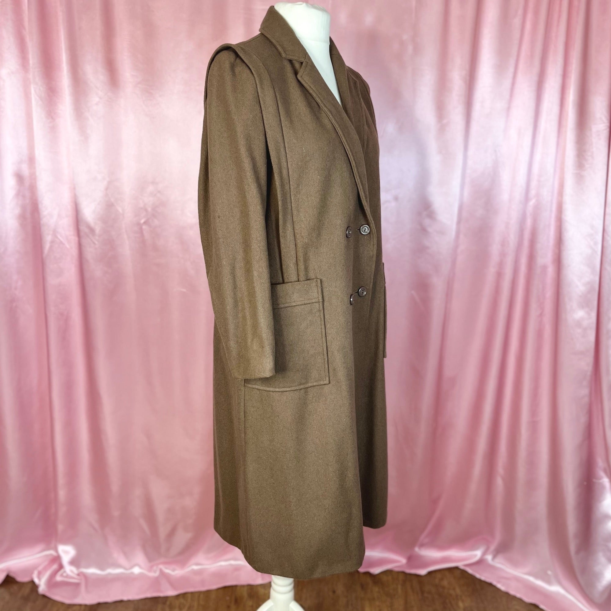 1980s long Brown coat, unbranded, size 14