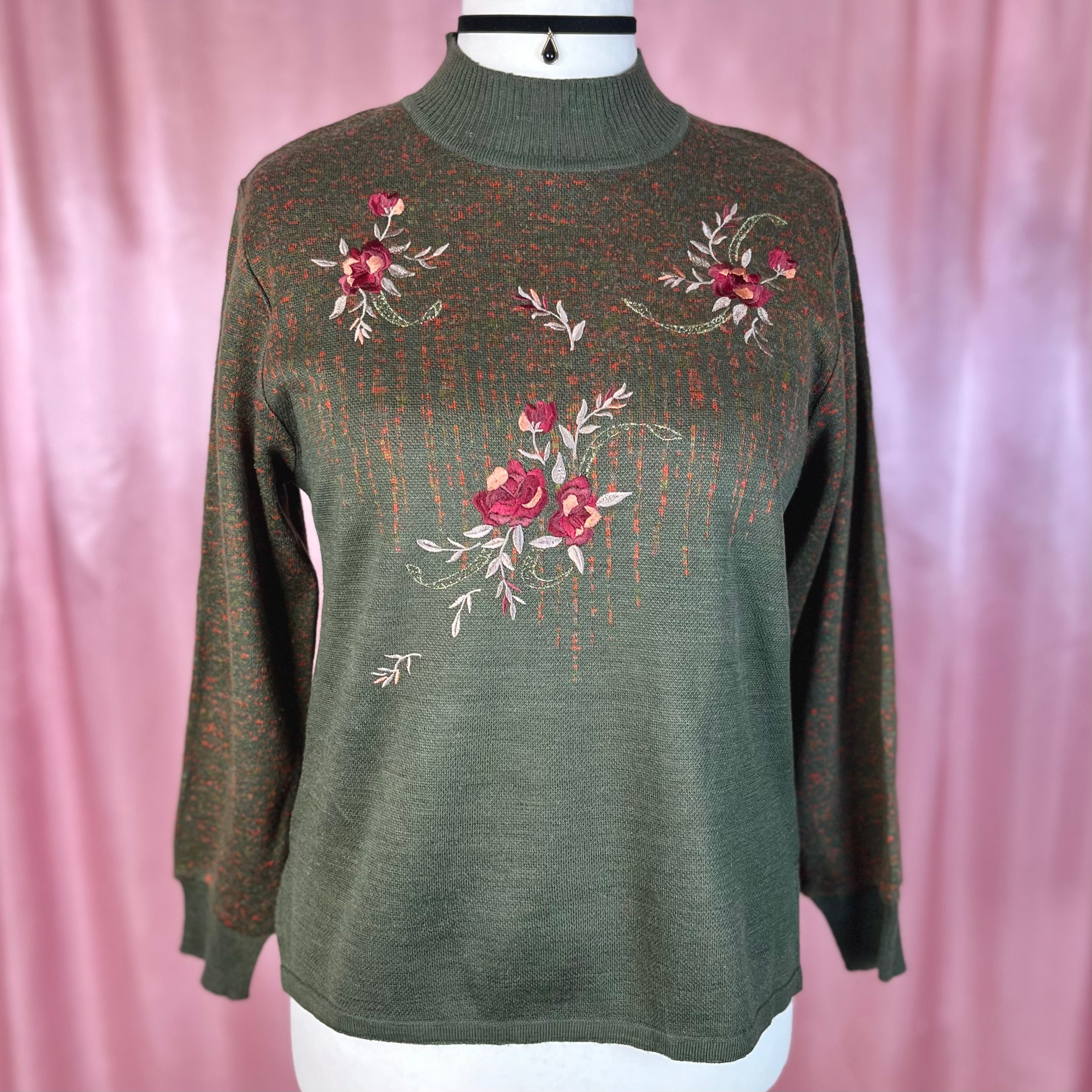 1980s Green lightweight jumper, unbranded, size 12
