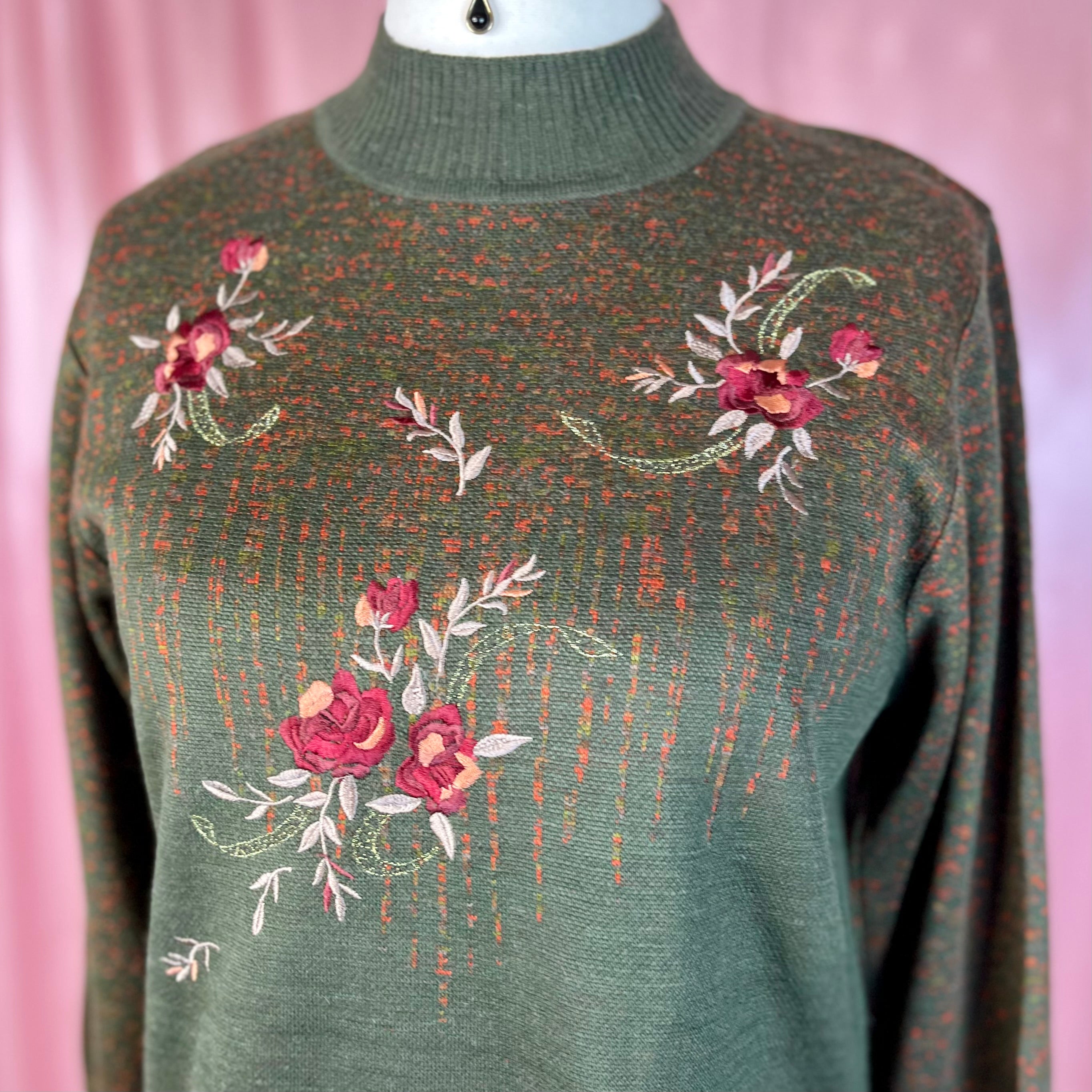 1980s Green lightweight jumper, unbranded, size 12