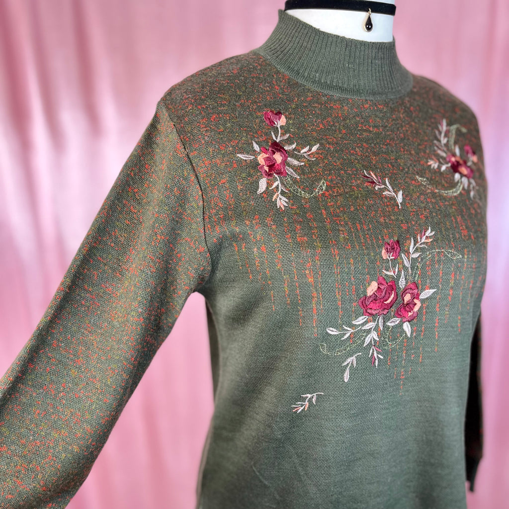 1980s Green lightweight jumper, unbranded, size 12