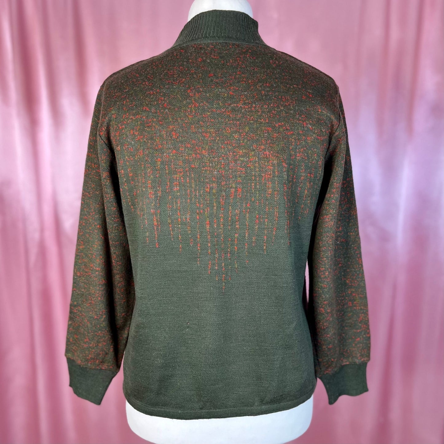 1980s Green embroidered jumper, unbranded, size 12