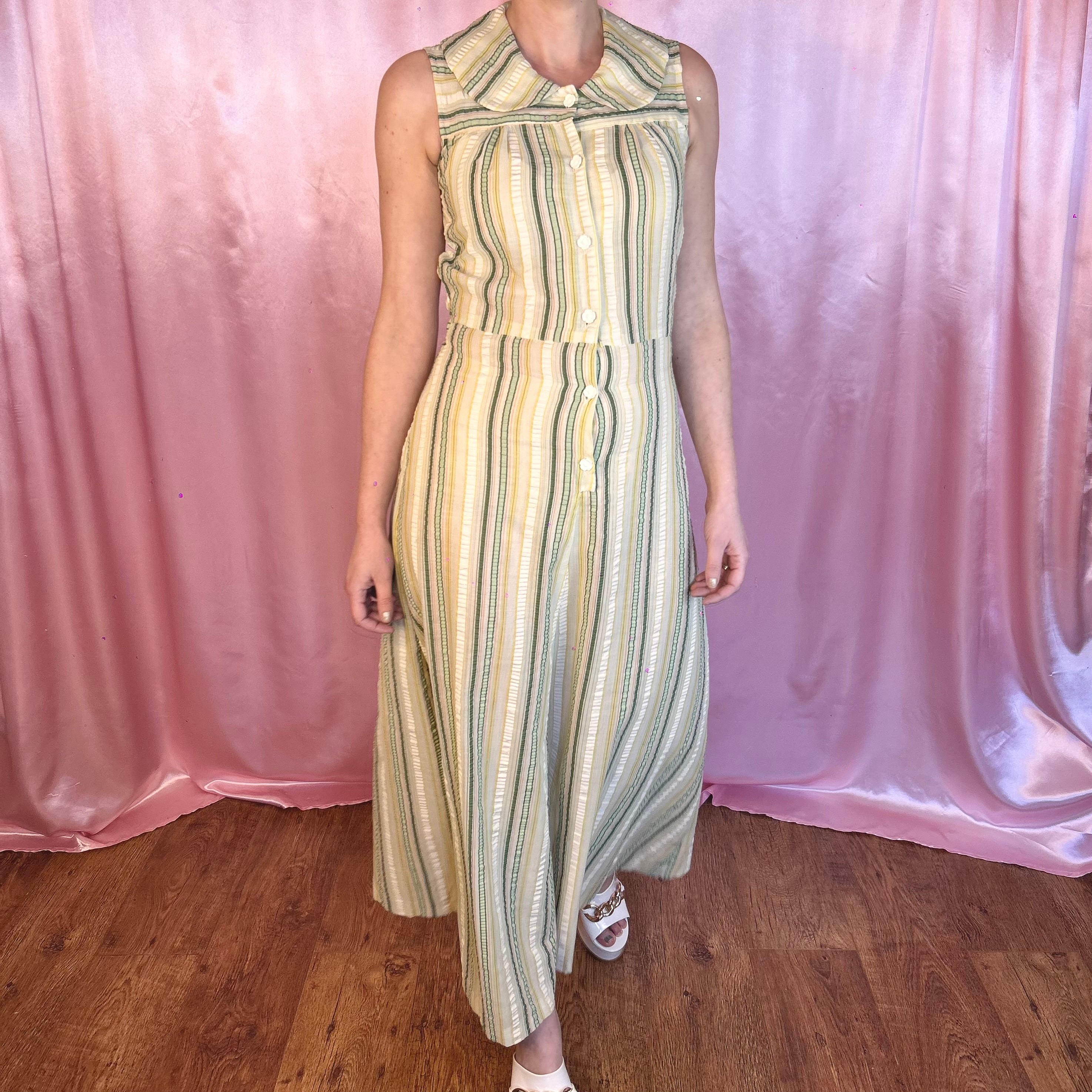 1970s Striped maxi dress, Jacqui Smale for Spectrum, size 8