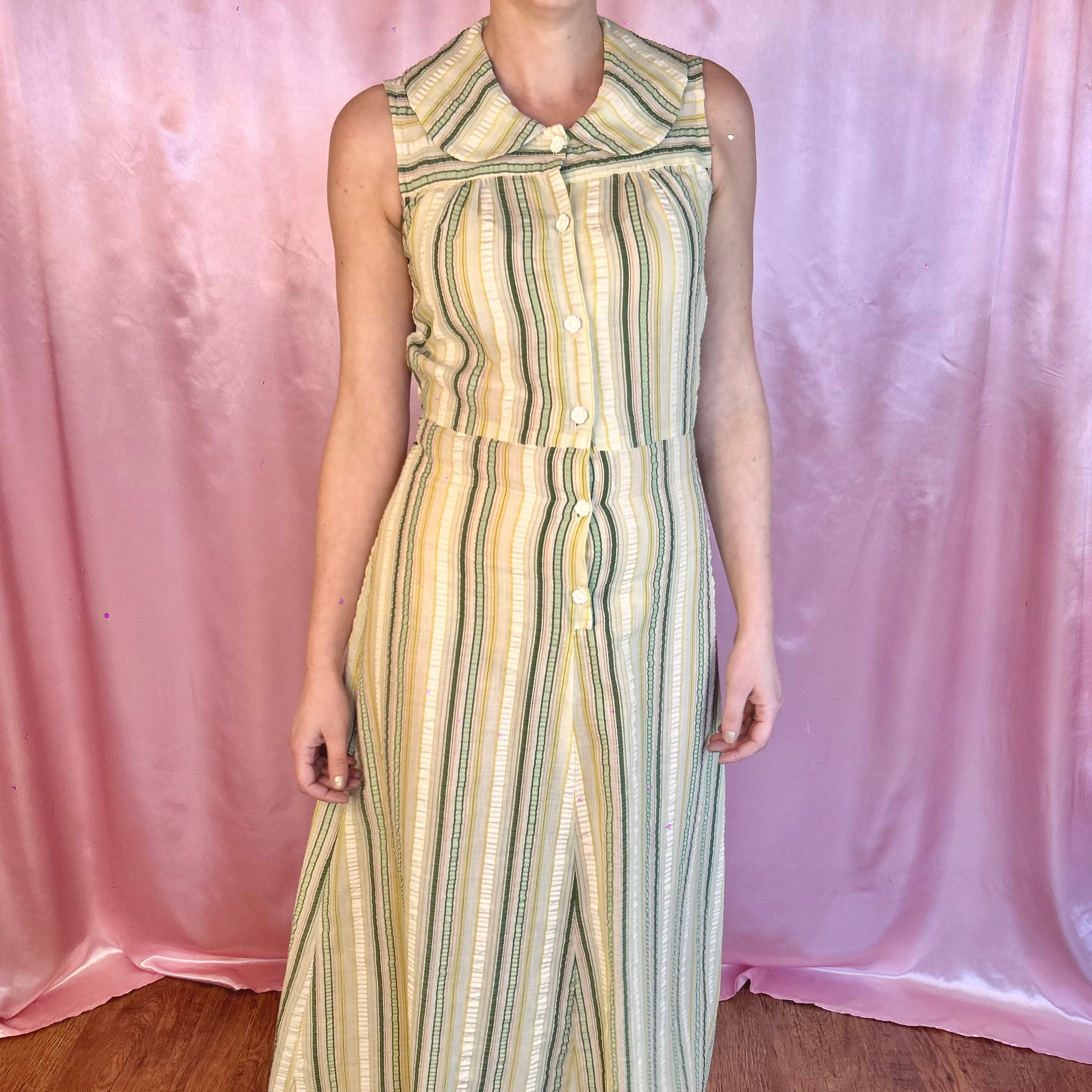 1970s Striped maxi dress, Jacqui Smale for Spectrum, size 8