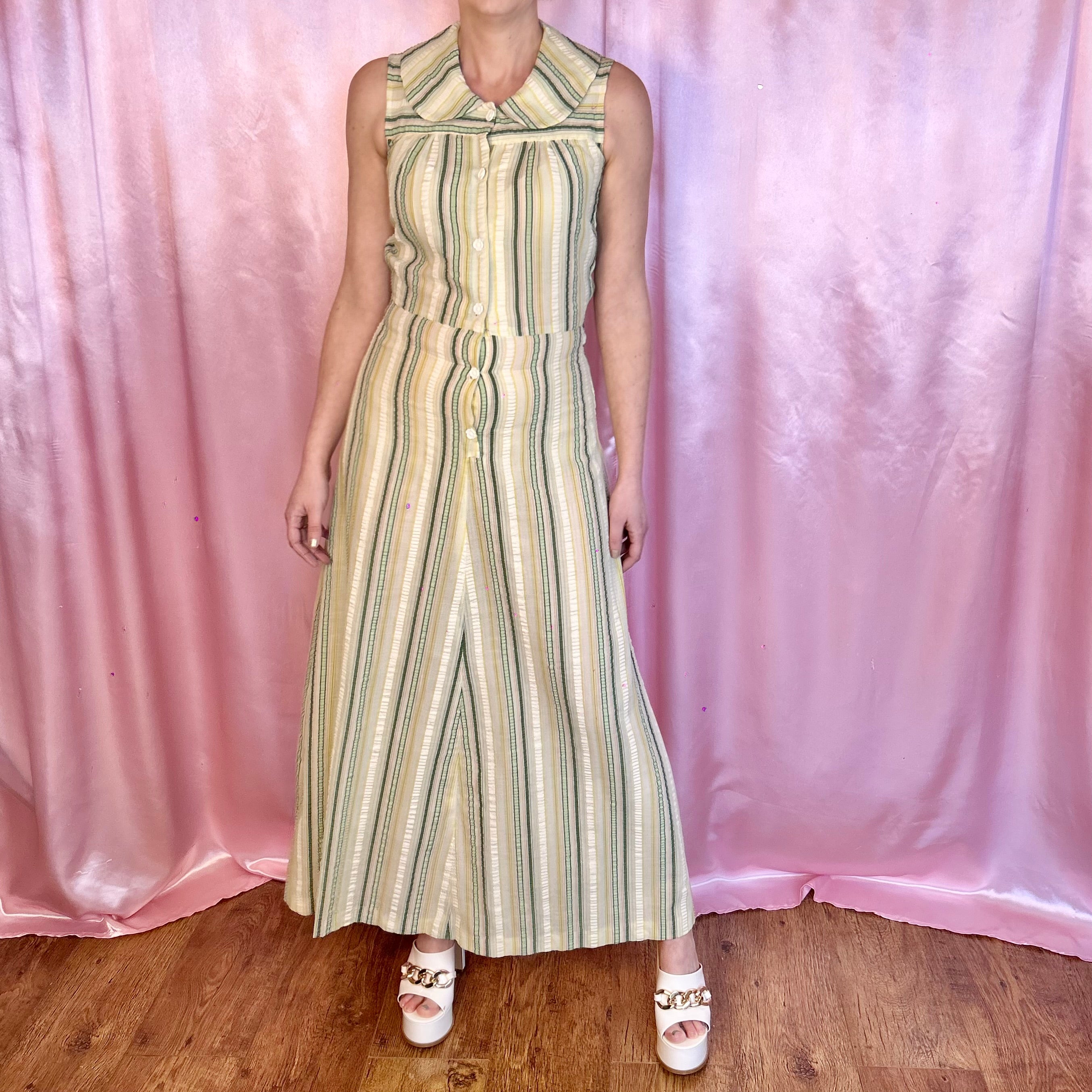 1970s Striped maxi dress, Jacqui Smale for Spectrum, size 8