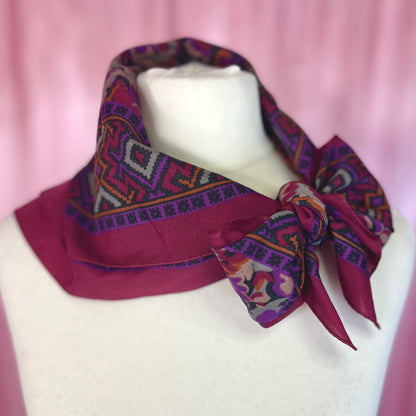 1980s Wine coloured floral scarf