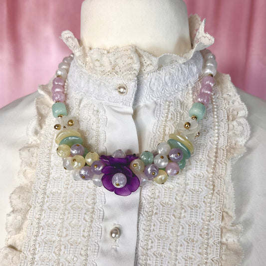 1950s Pastel flower necklace, signed BPL