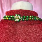 1980s Green & Gold beaded necklace