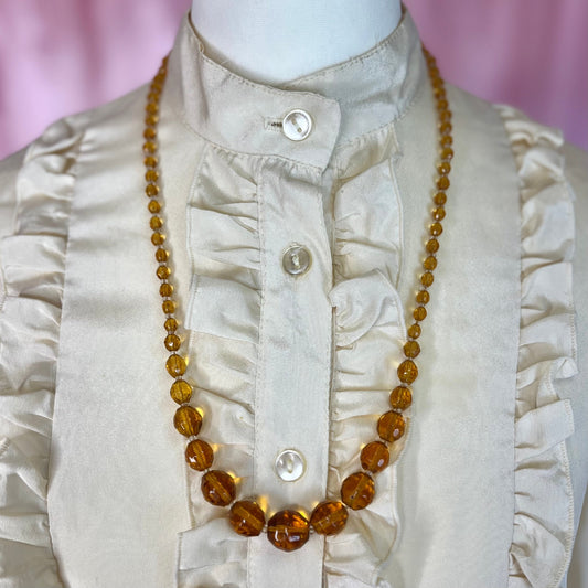 1970s Amber glass bead necklace
