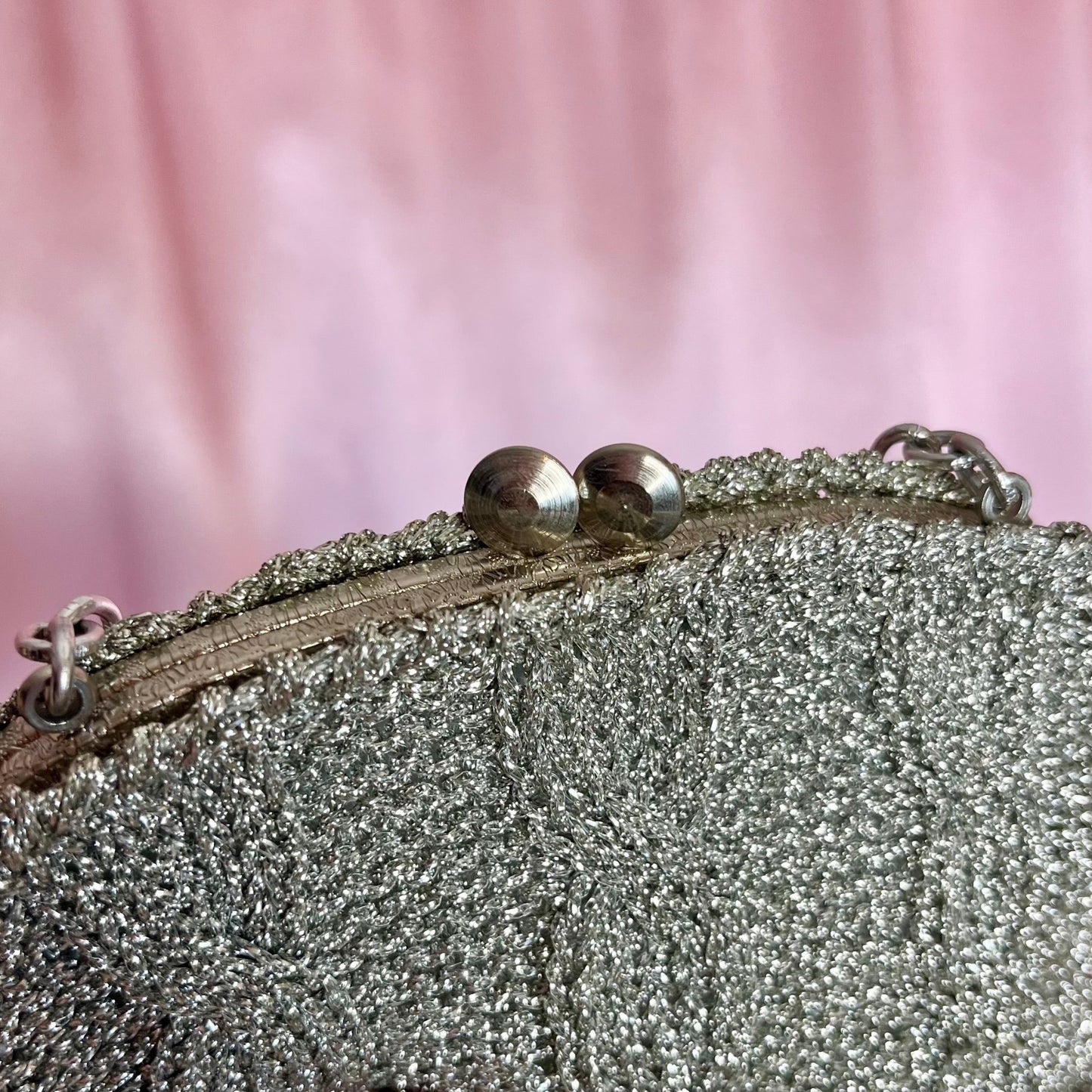 1960s silver cable knit Lurex bag