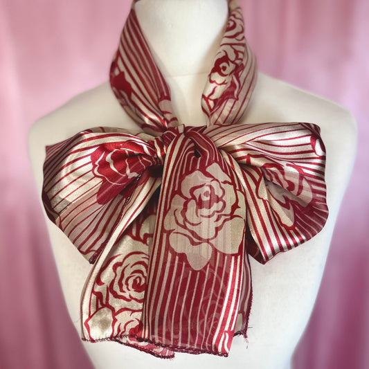 1980s Long Red & Cream scarf