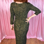 1990s slinky Khaki maxi dress, by Vera Finzzi, size 14