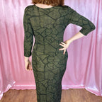 1990s Slinky Khaki maxi dress, by Vera Finzzi, size 14