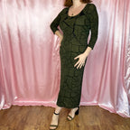 1990s Slinky Khaki maxi dress, by Vera Finzzi, size 14