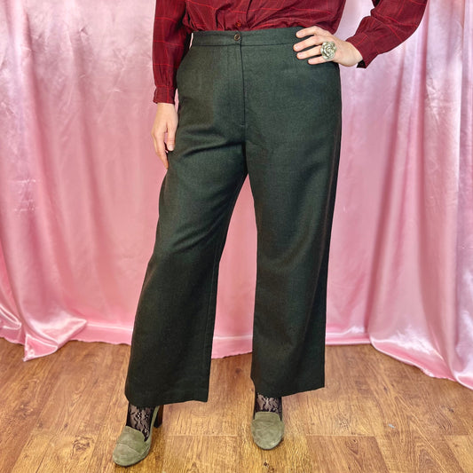 1990s Green wool trousers, by Next, size 14