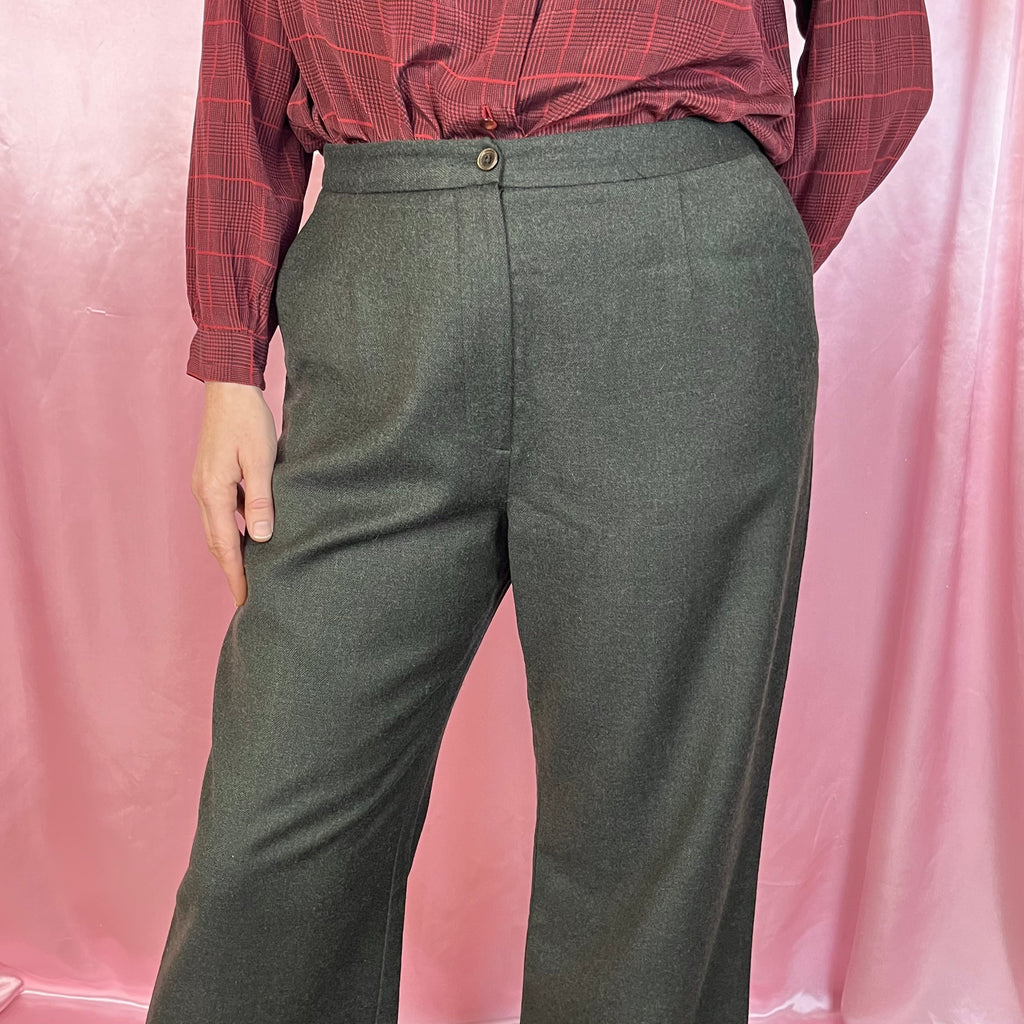 1990s Green wool trousers, by Next, size 14