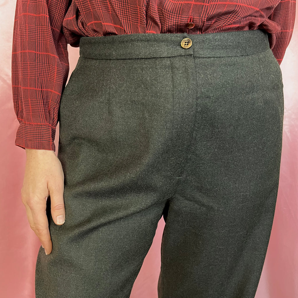 1990s Green wool trousers, by Next, size 14