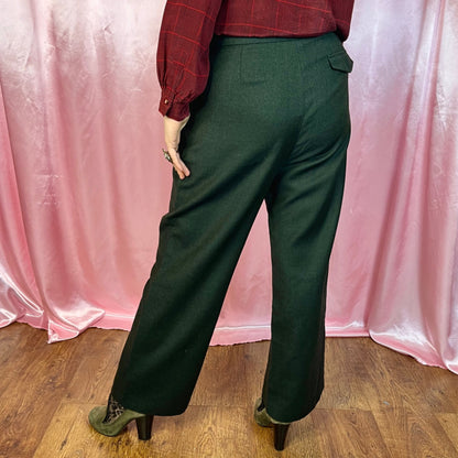 1990s Green wool trousers, by Next, size 14