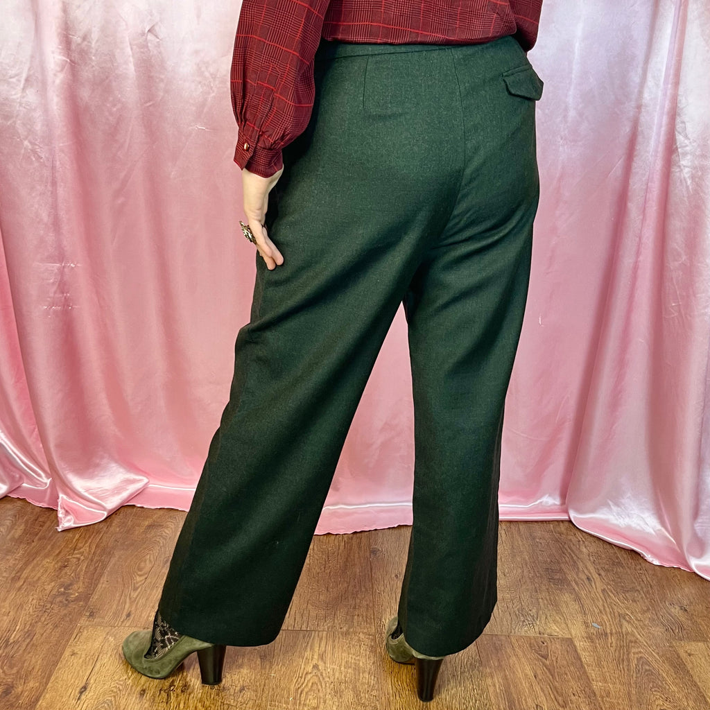 1990s Green wool trousers, by Next, size 14