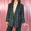 1980s Green tartan blazer, by Paolo Negrato, size 16