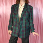 1980s Green tartan blazer, by Paolo Negrato, size 16