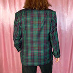 1980s Green tartan blazer, by Paolo Negrato, size 16