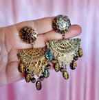 1980s Gold filigree dangly clip on earrings