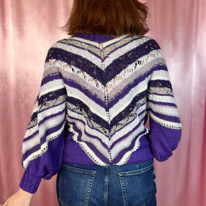 1980s Purple striped jumper, Handmade, size 14