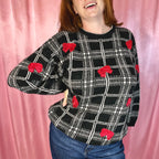 1980s Black appliqué jumper, by Cote á Cote, size 14