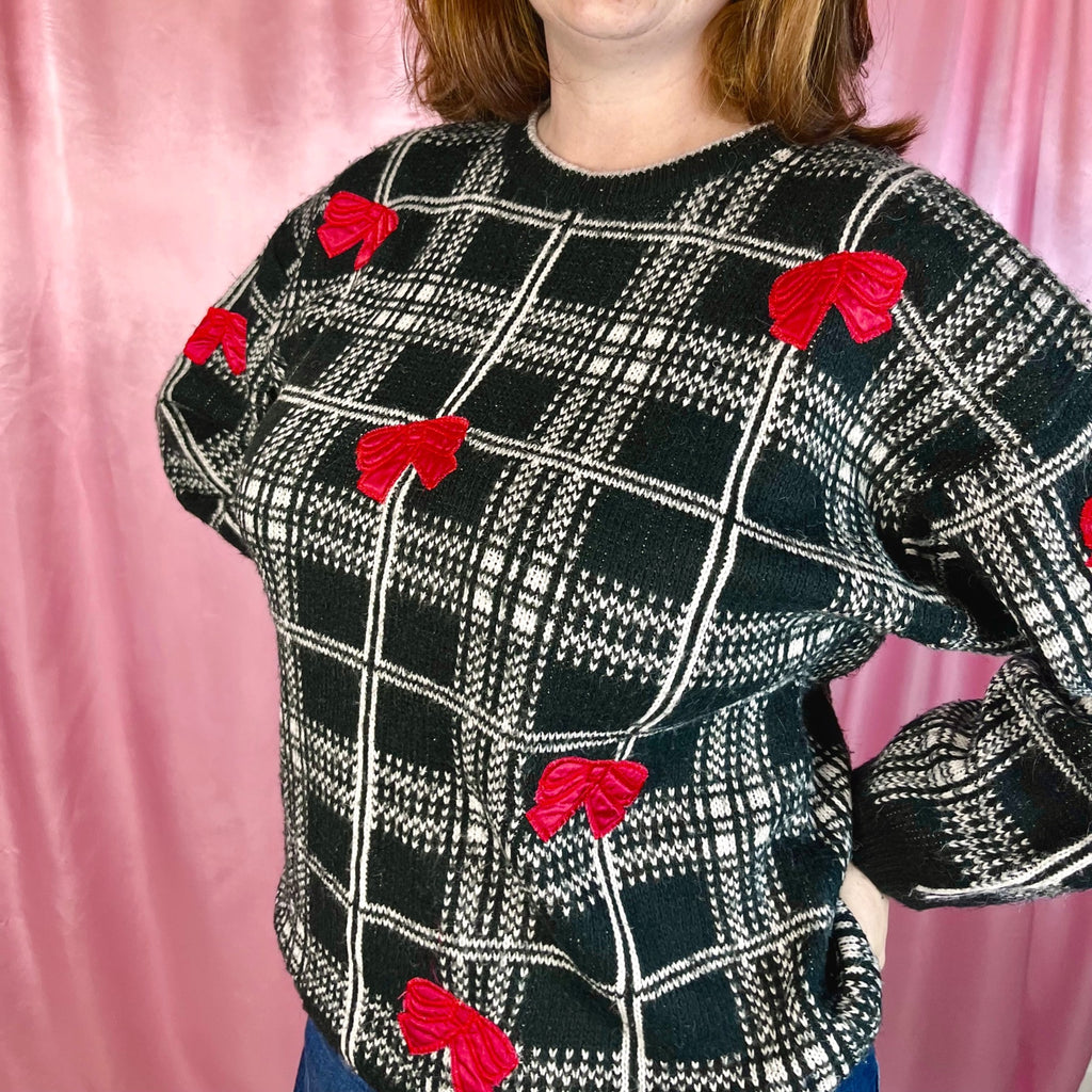 1980s Black appliqué jumper, by Cote á Cote, size 14