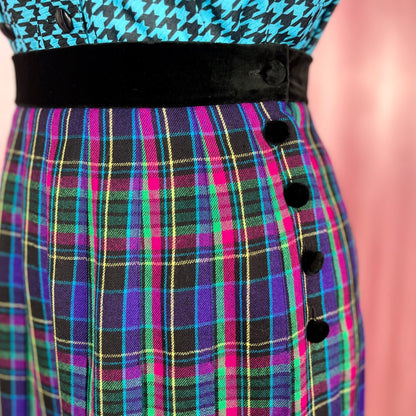 1980s tartan pleated midi skirt, by Viyella, size 12