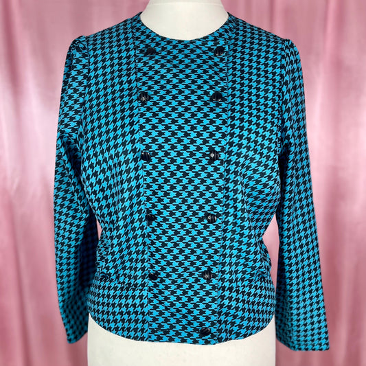 1980s Houndstooth blouse, by Mode Internationale, size 14