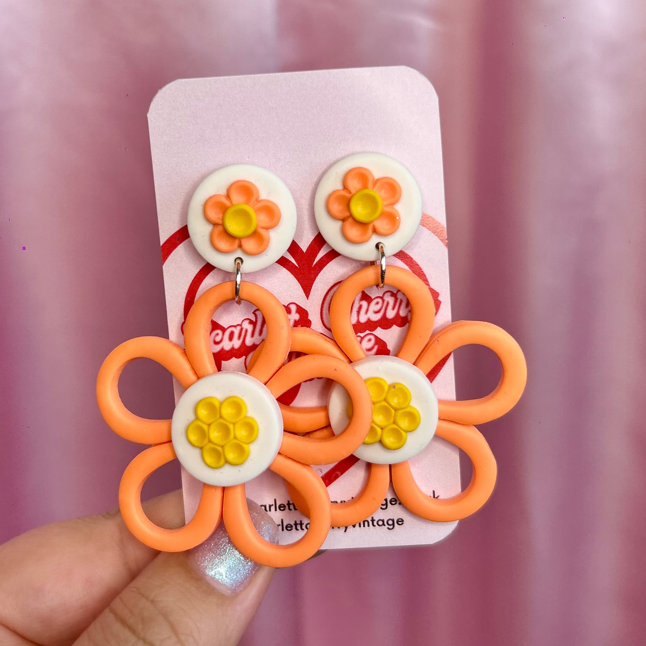 Handmade 60s style statement daisy earrings