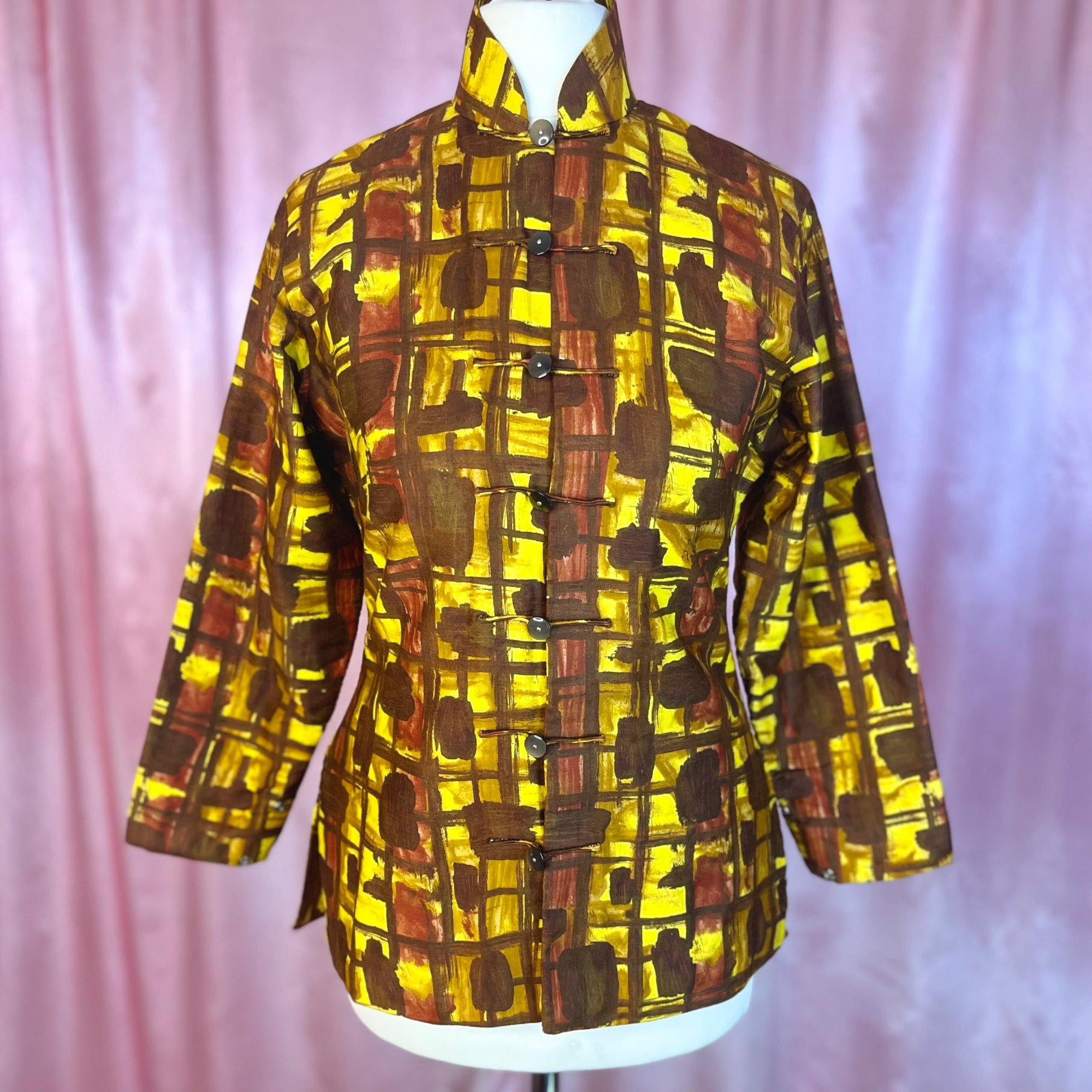 1970s Yellow & Brown jacket, handmade, size 6