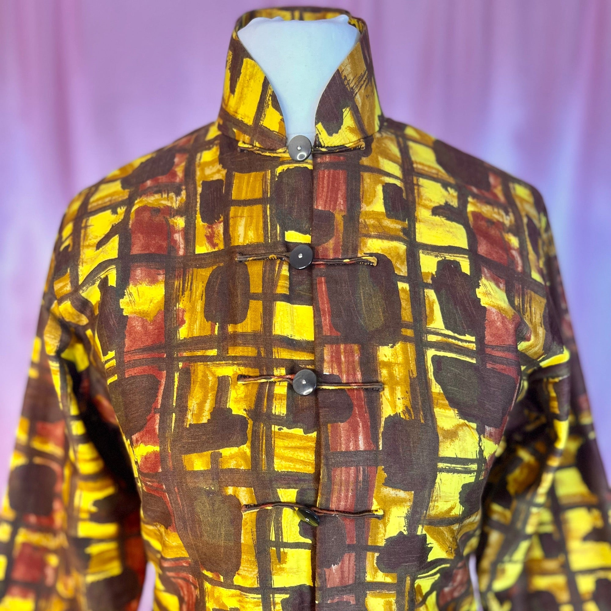 1970s Yellow & Brown jacket, handmade, size 6