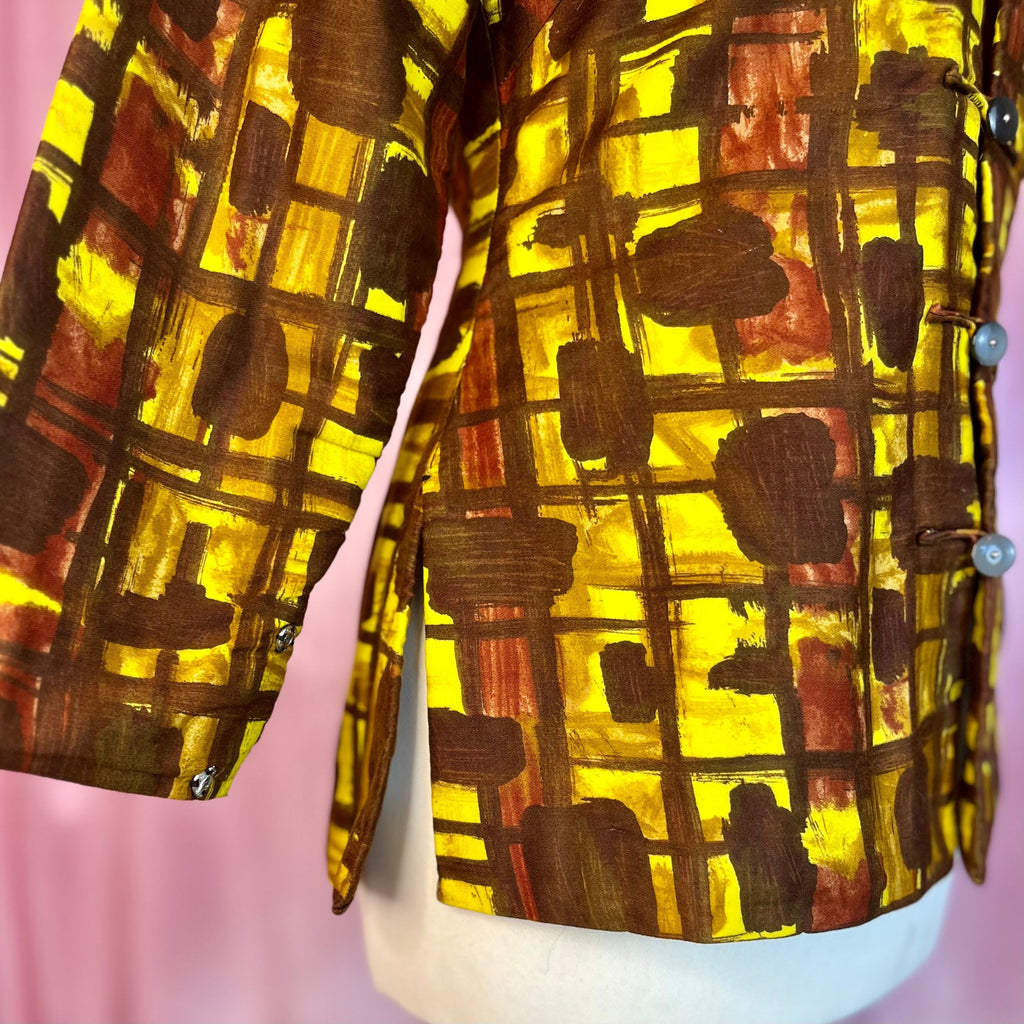 1970s Yellow & Brown jacket, handmade, size 6