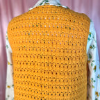 1970s Yellow crochet gilet, handmade, size 10
