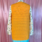 1970s Yellow crochet gilet, handmade, size 10