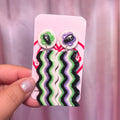 Handmade Beetlejuice squiggly stripe earrings