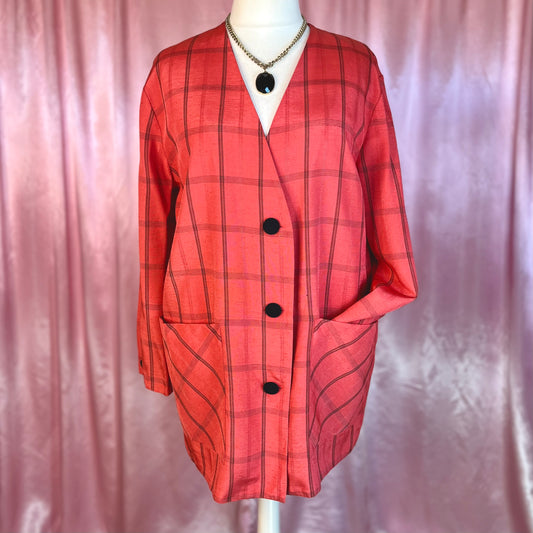 1990s Red lightweight jacket, by Essence, size 20