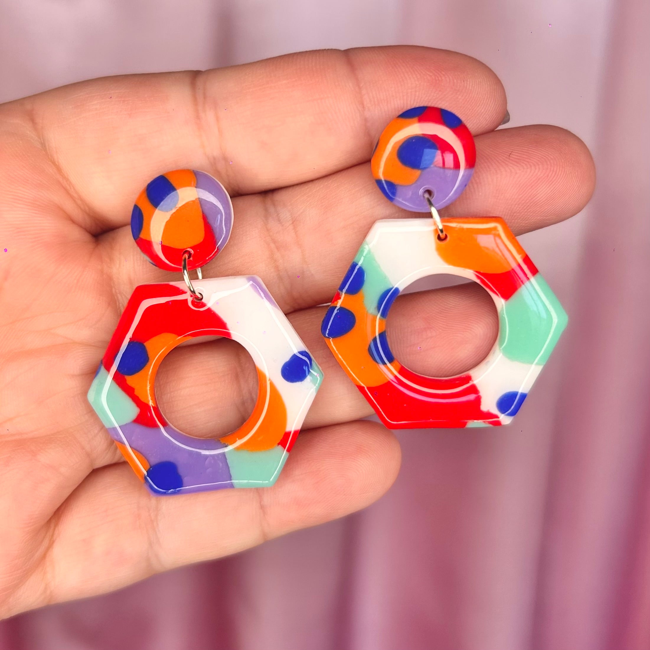 Handmade abstract 80s style earrings