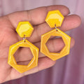 Handmade yellow glittery earrings