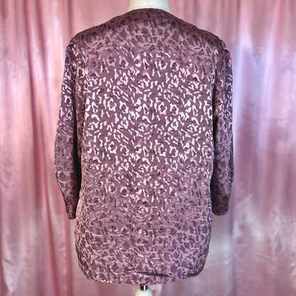 1980s Lilac leopard print top, By Golden Gate, size 18