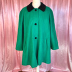 1980s Green wool swing coat, by Essence, size 24