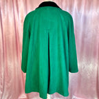 1980s Green wool swing coat, by Essence, size 24