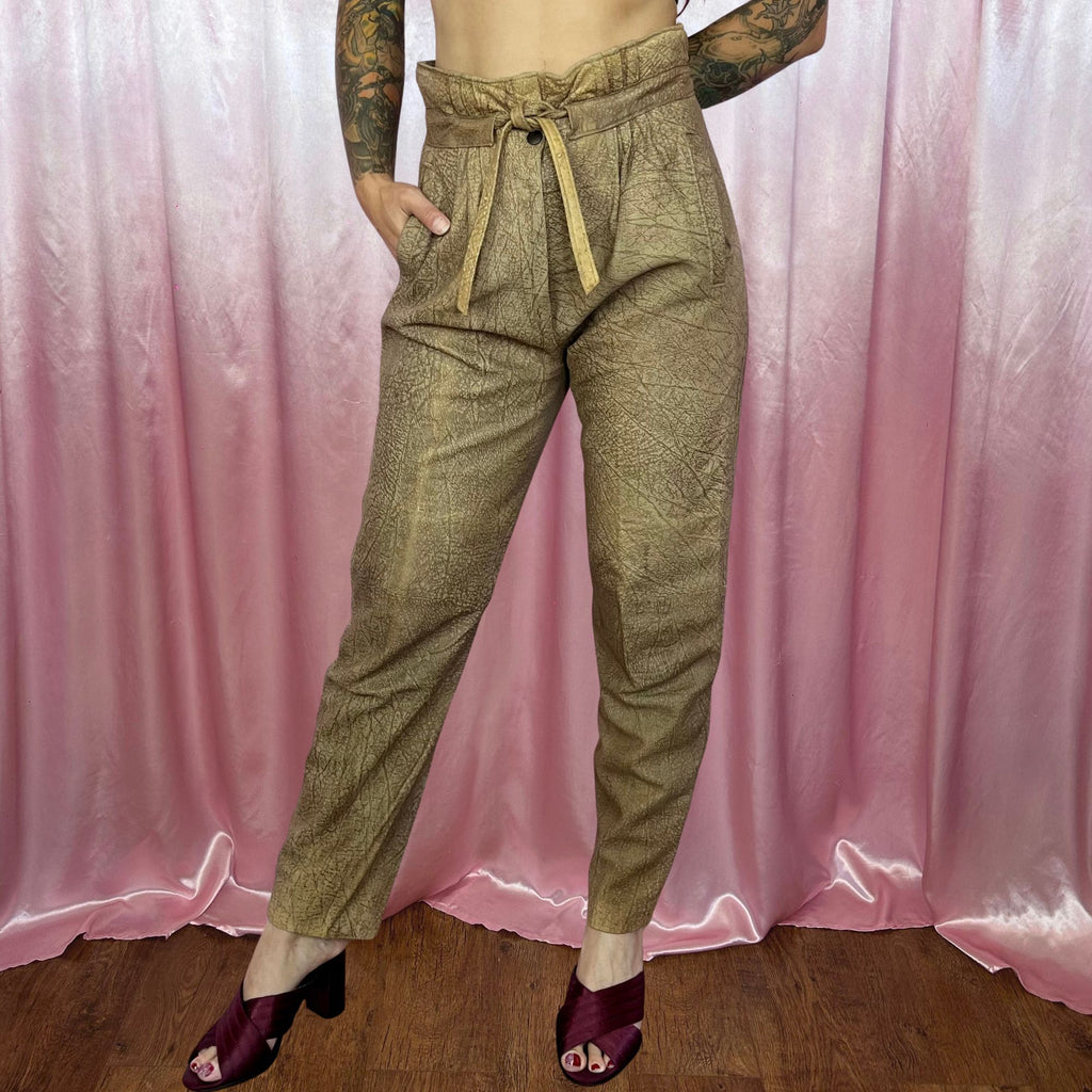 1980s Brown leather trousers, unbranded, size 8