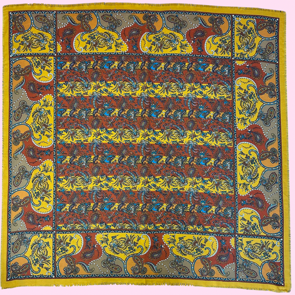 1980s Brown Paisley print scarf, Large